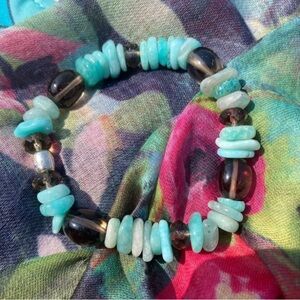 Turquoise and Brown Beaded Bracelet